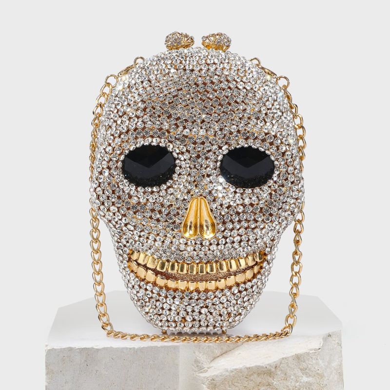 Jeweled Skull Crystal Halloween Clutch Evening Bag (1)
