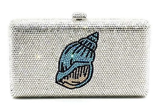 Viviparidae River Snails Mystery Snails Fully Crystallized Silver Clutch Purse
