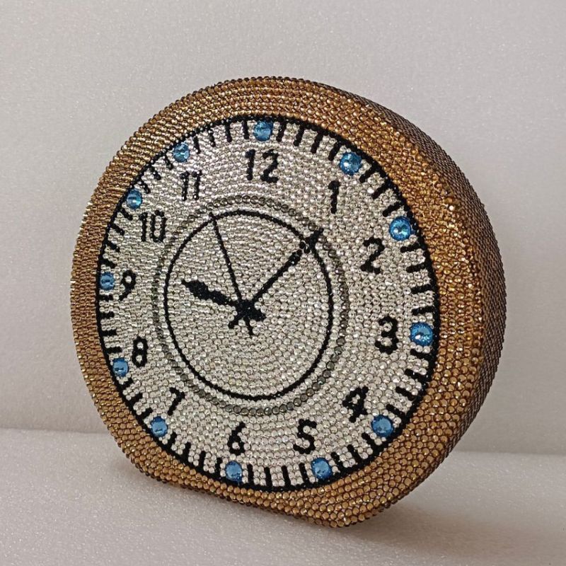 Crystal Clock Face Rhinestone Evening Clutch Bag - Image 2